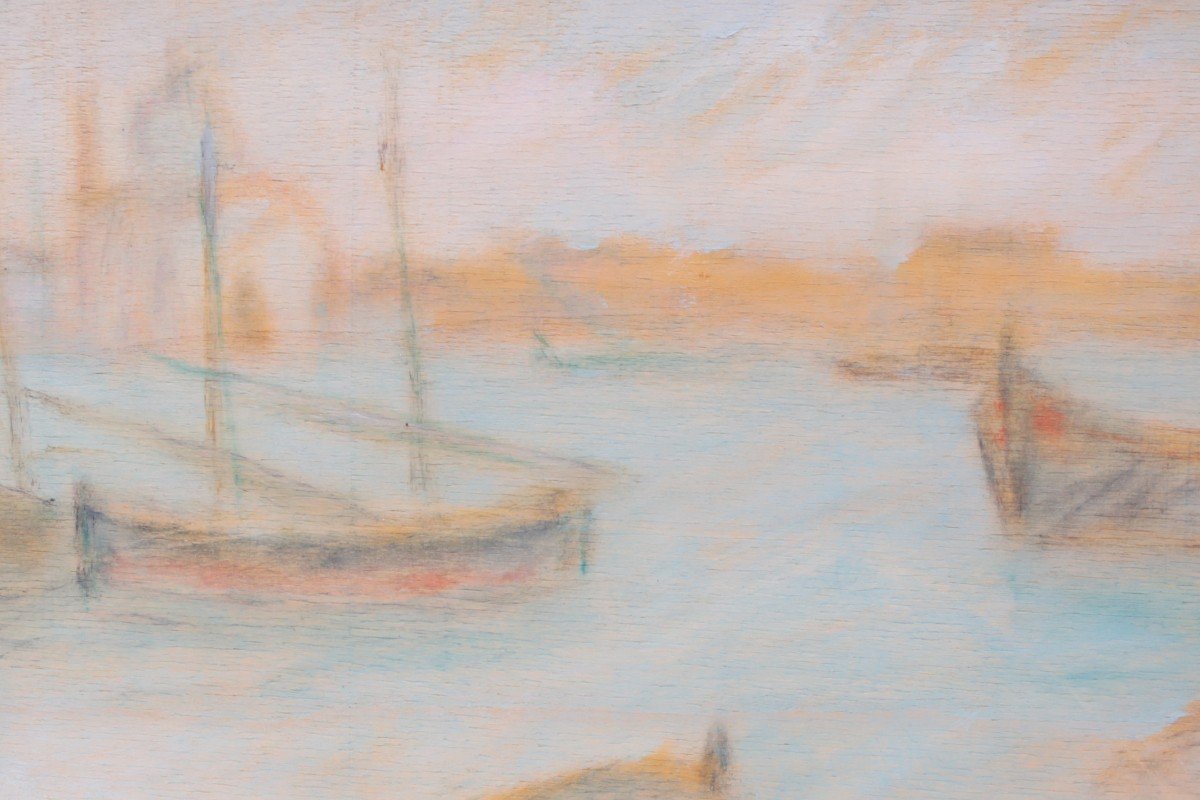 "venice", Pastel On Panel, By Pio Semeghini, Signed Lower Right-photo-4