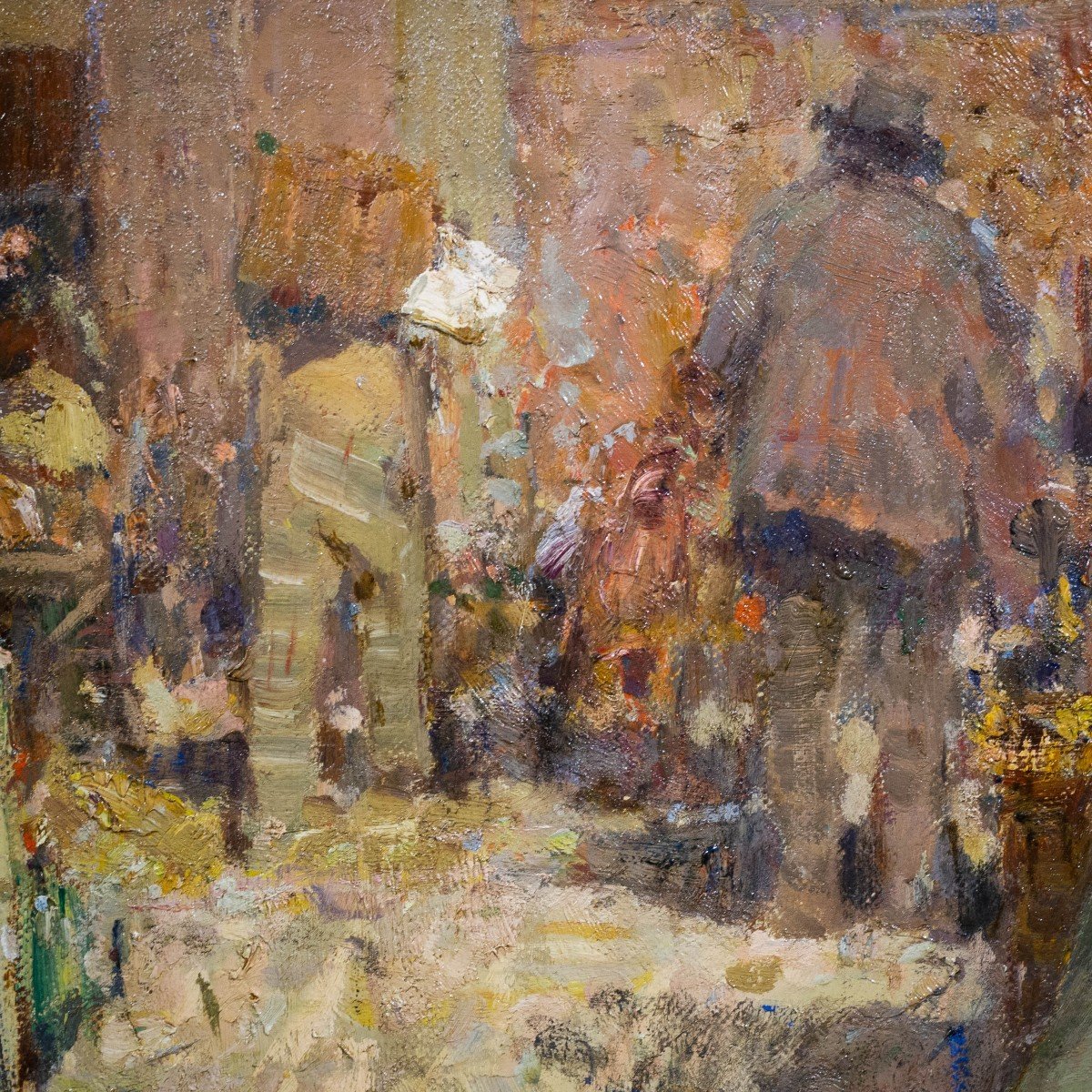 Pepper Market In Chivasso Oil On Canvas, 180 X 200 Cm Signed, Dated And Located 1919, Bottom Right-photo-6