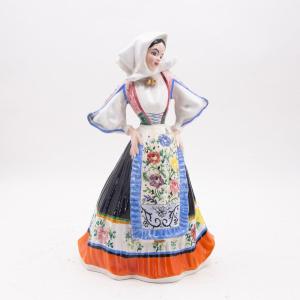 Sculpture, Mola Ceramics, "woman In Sennori Costume," 20th Century