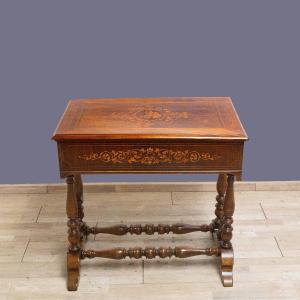Charles X Inlaid Wooden Coffee Table, Early 19th Century Period