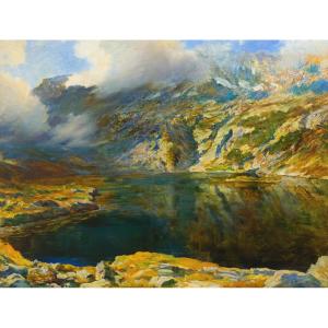 Alberto Falchetti, "lake Of The Vecchia - Biellese Alps," Early 20th Century Era.
