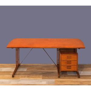 Ila (industria Lombarda Arredamenti) Teak And Metal Desk Model Ss34, Italy, 1959