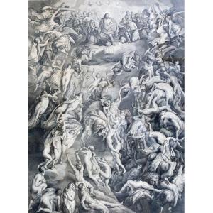 “last Judgment” By Rubens, Engraving Rosaspina Francesco, Epoch Late 1700s Early 1800s.