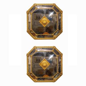 Pair Of Mirrors/ceiling Roses, Louis XVI Style,  20th Century