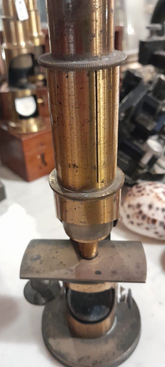 Microscope à Tambour En Laiton, XIXème, Signé Oberhaeuser Et Hartnack-photo-4