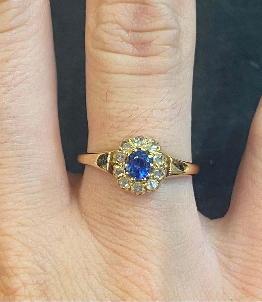 Sapphire And Diamond Pompadour Ring-photo-2