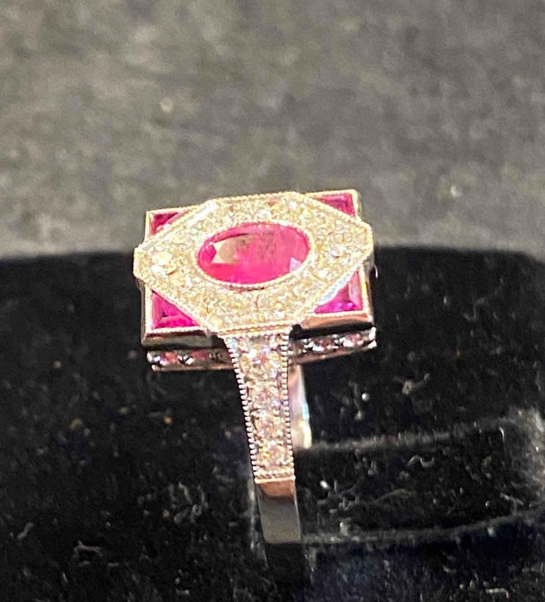 Bague Pavage Rubis Et Diamants -photo-4