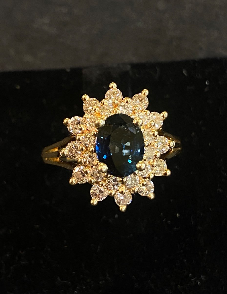 Pompadour Diamond Sapphire Ring