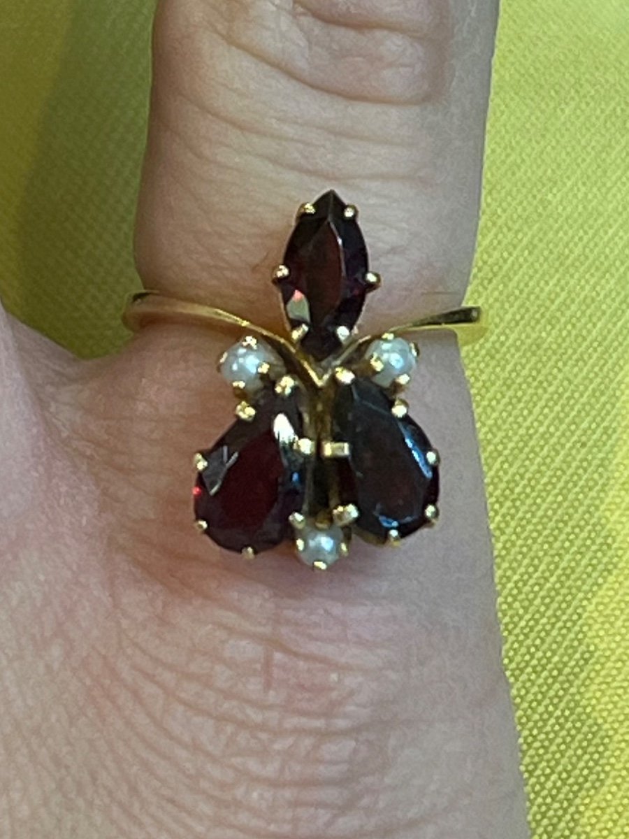 Bague Duchesse Grenats Et Perles -photo-3