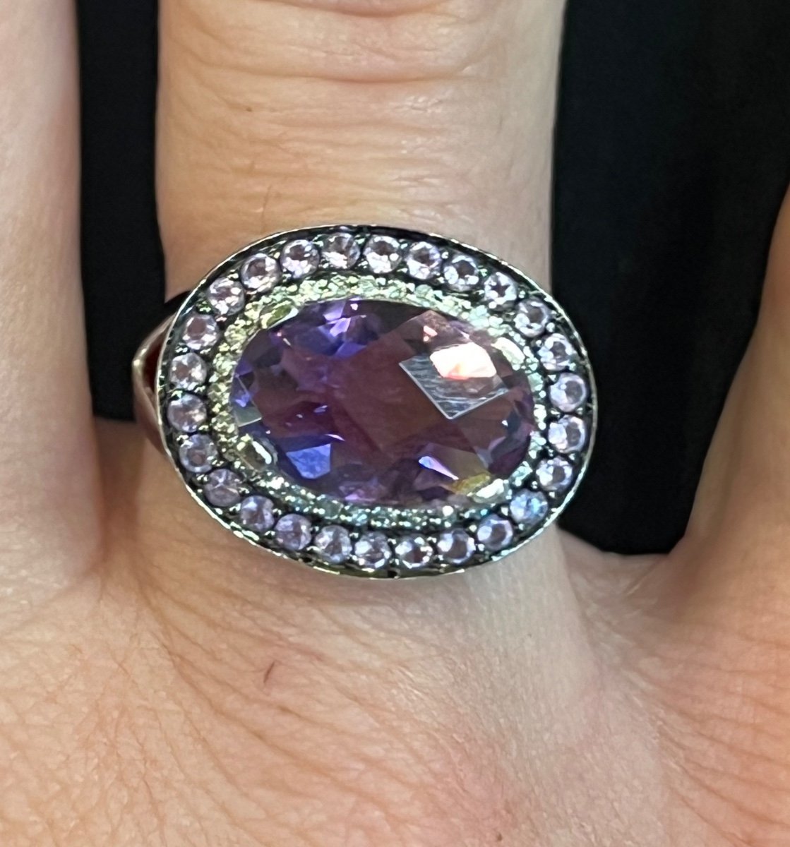 Amethyst Diamond Ring -photo-2