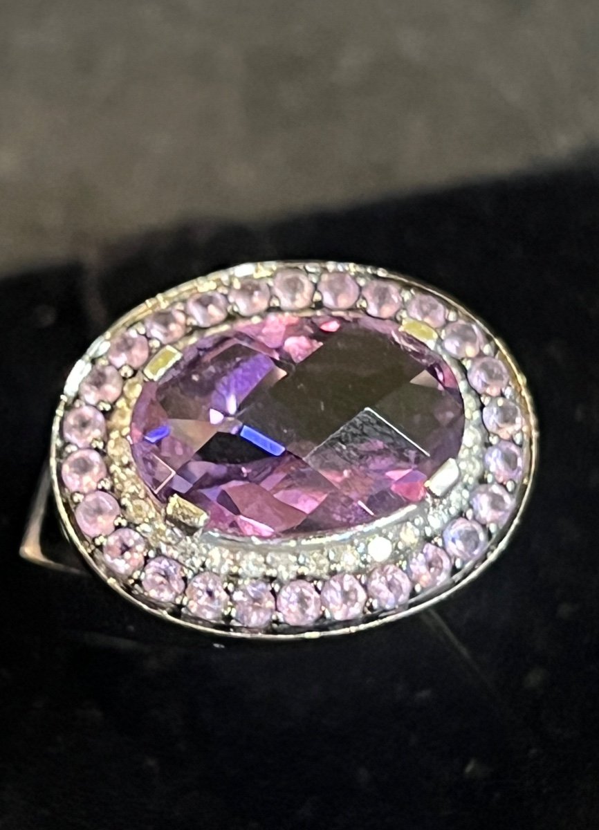 Amethyst Diamond Ring -photo-4