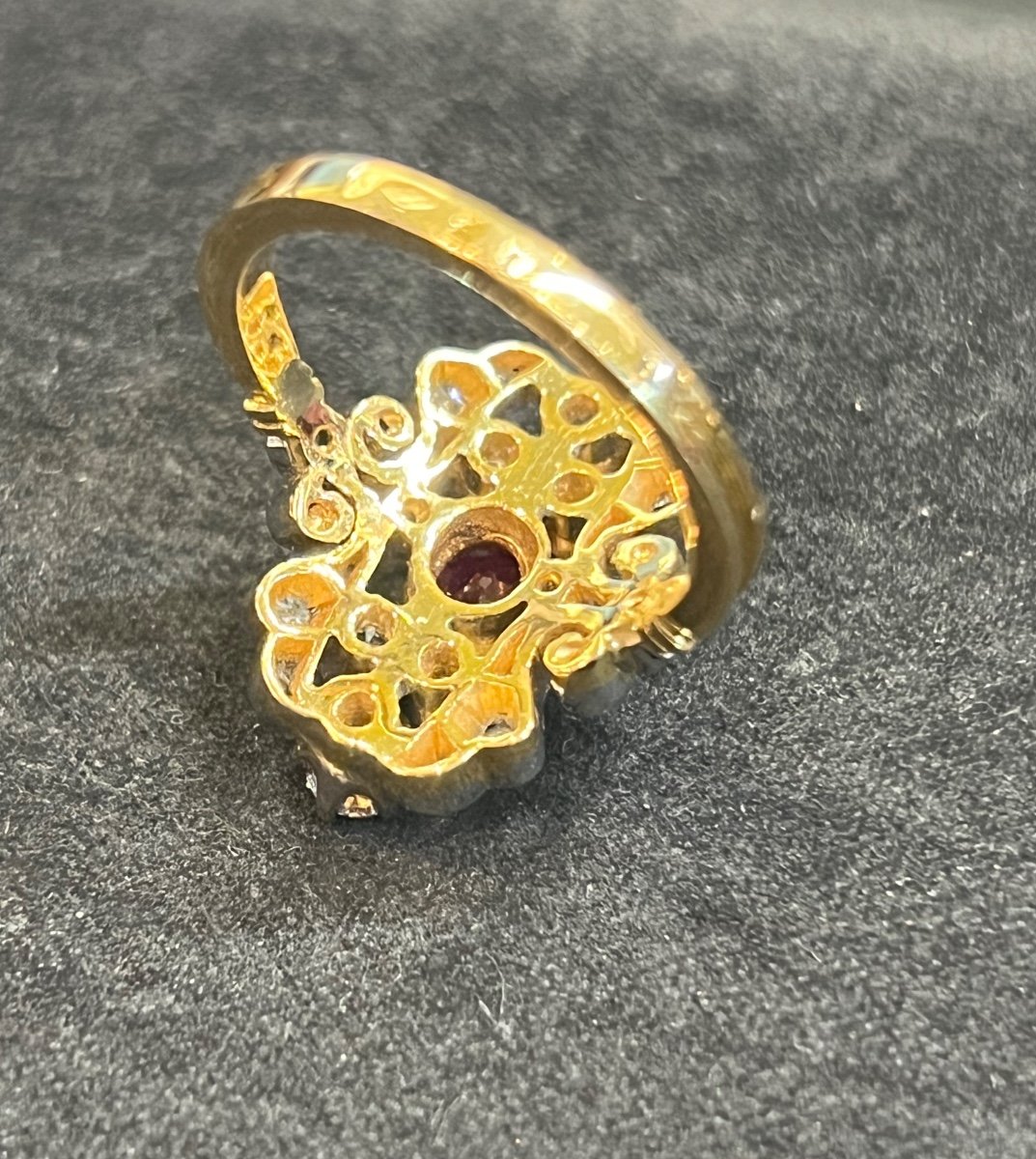 Bague Violon rubis et diamants -photo-2