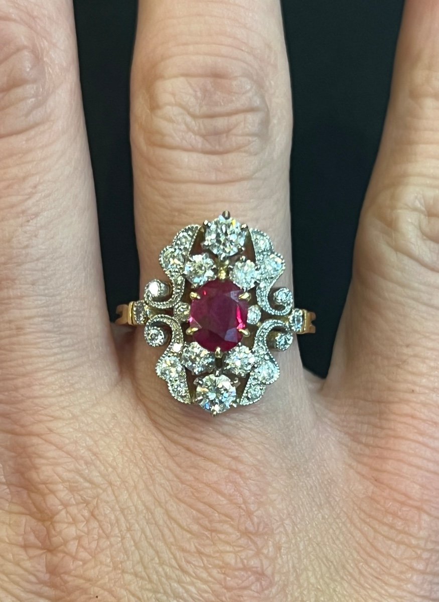 Bague Violon rubis et diamants -photo-3