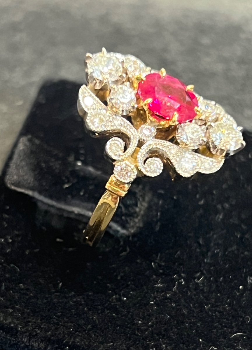 Bague Violon rubis et diamants -photo-4