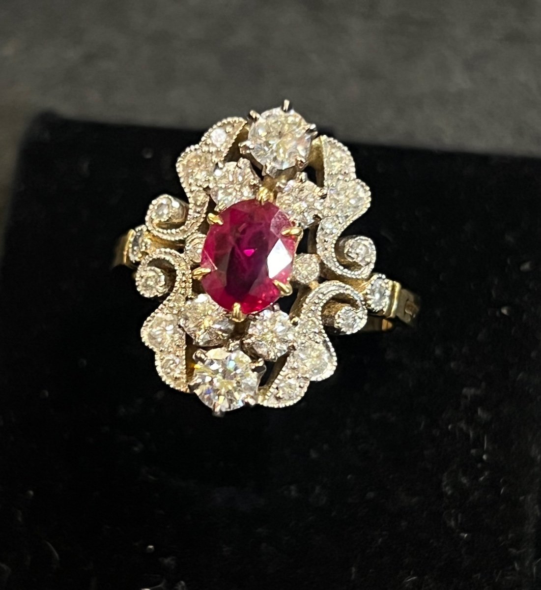 Bague Violon rubis et diamants 