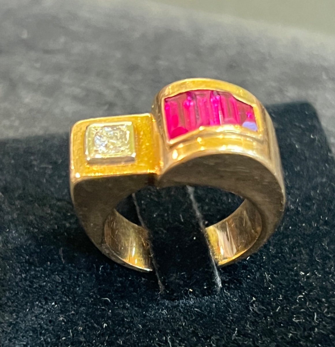 Ruby Diamond Tank Ring -photo-2