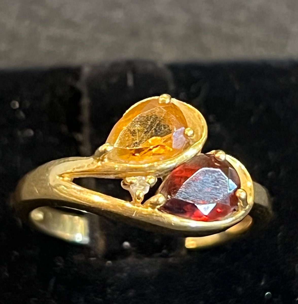 Bague Toi Et Moi Citrine Et Grenat