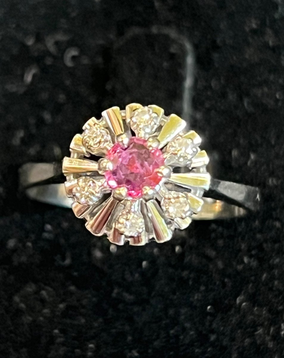 Pompadour Pink Sapphire And Diamond Ring 