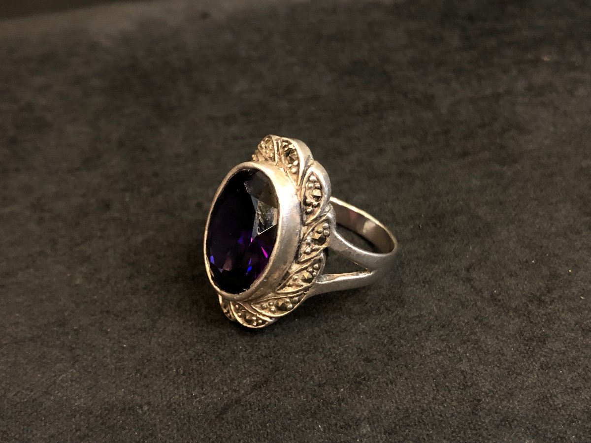 Bague Argent Pierre Violette-photo-3