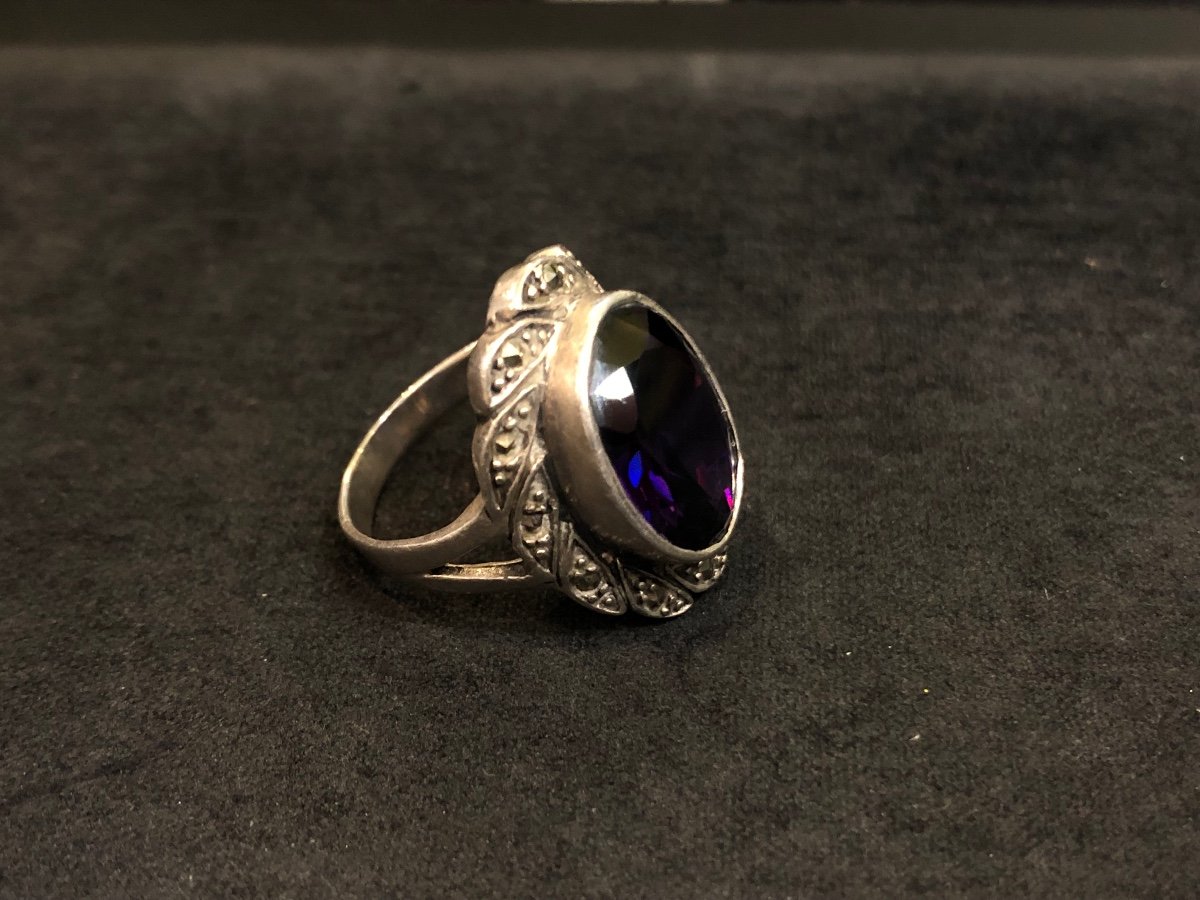 Bague Argent Pierre Violette-photo-2