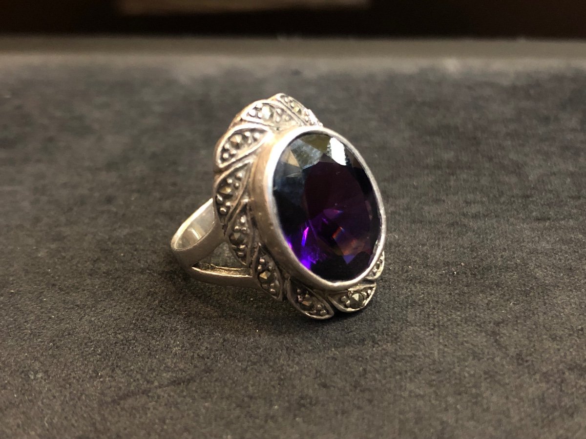 Bague Argent Pierre Violette