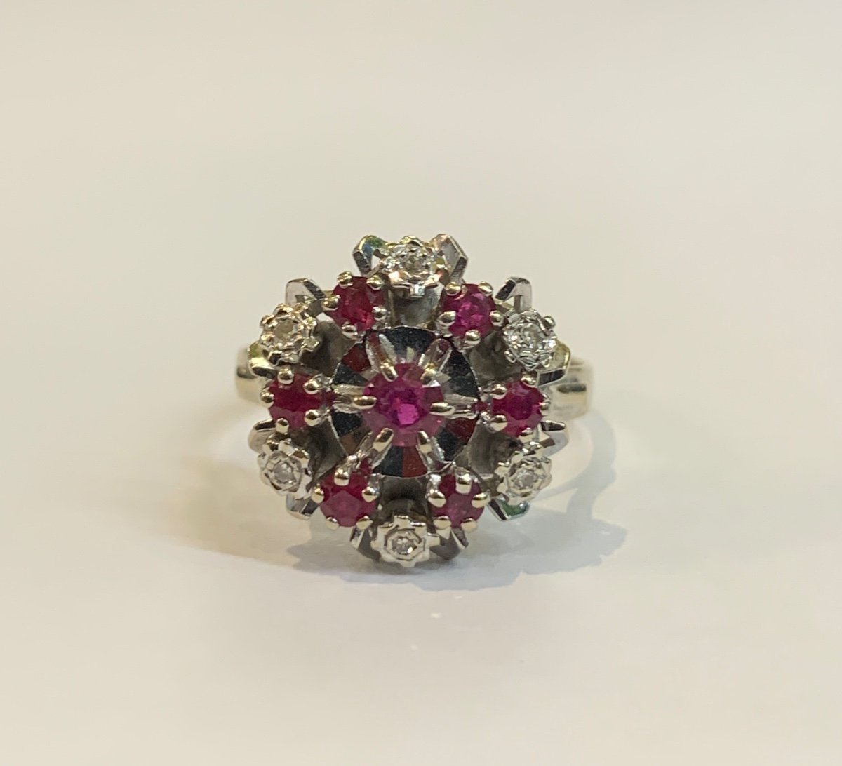 Bague Fleur Rubis et Diamants-photo-4