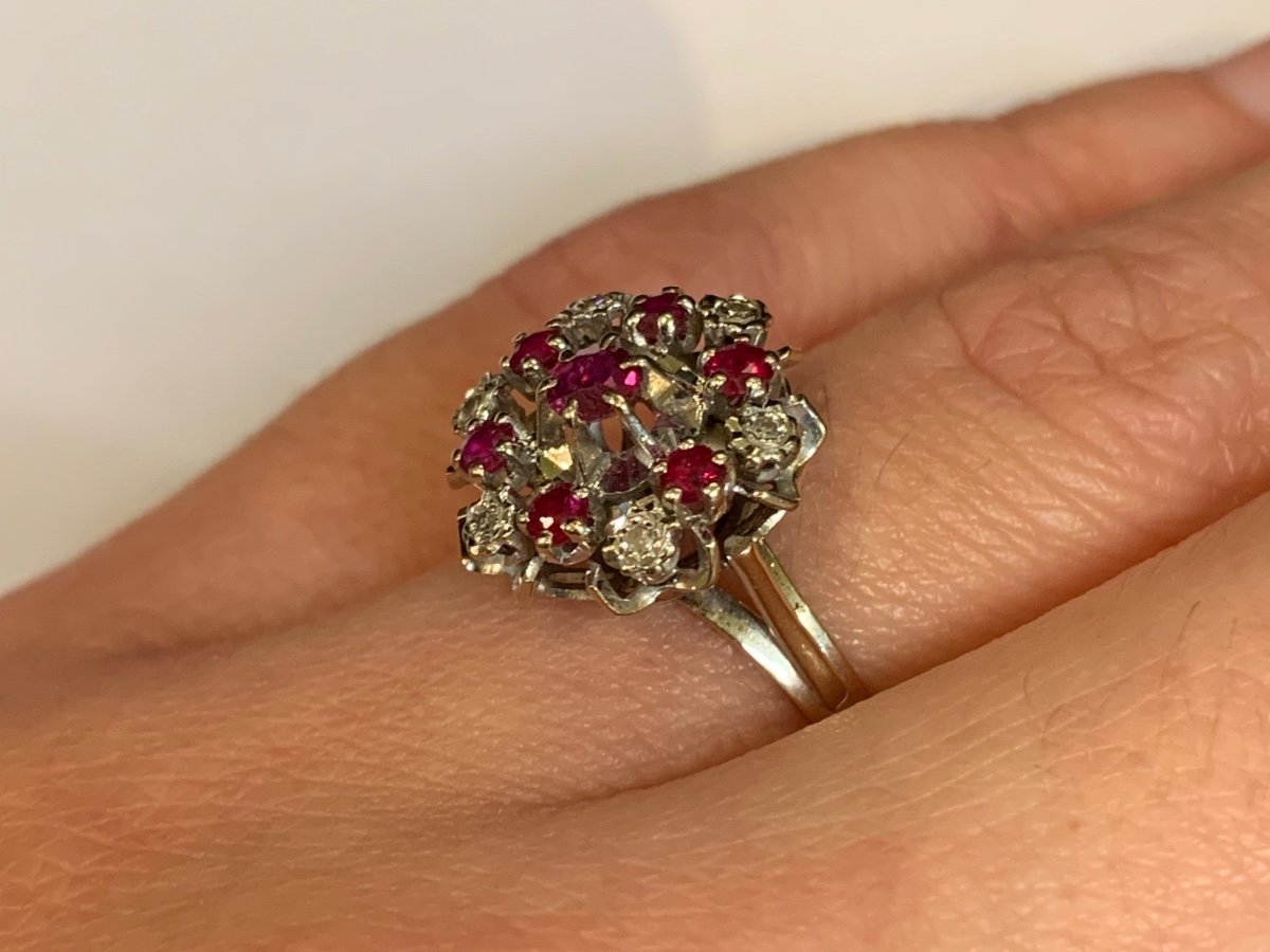 Bague Fleur Rubis et Diamants-photo-1