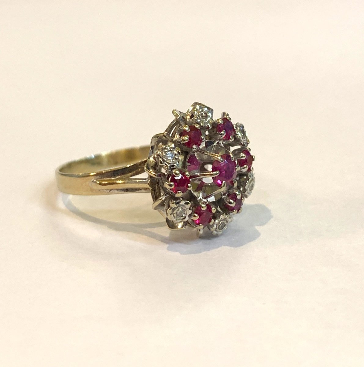 Bague Fleur Rubis et Diamants