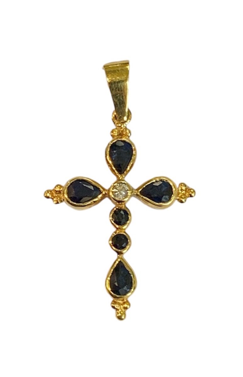 Pendentif Croix saphirs et diamant