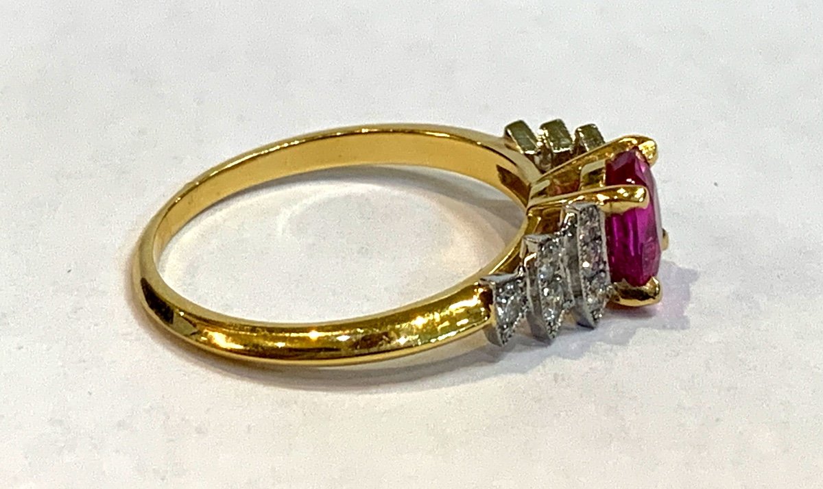 Pink Sapphire And Diamond Line Ring-photo-3