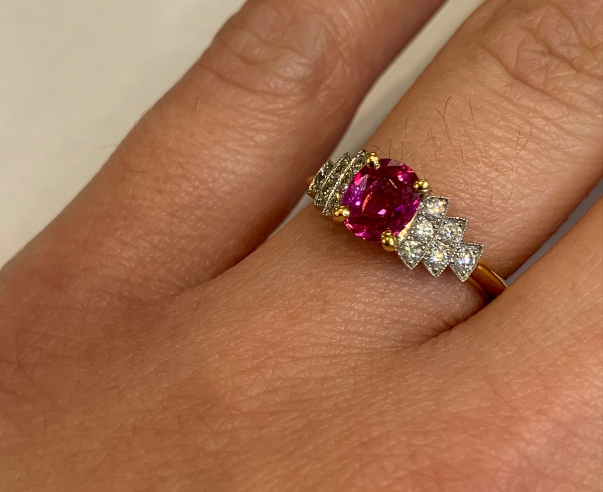 Pink Sapphire And Diamond Line Ring-photo-1