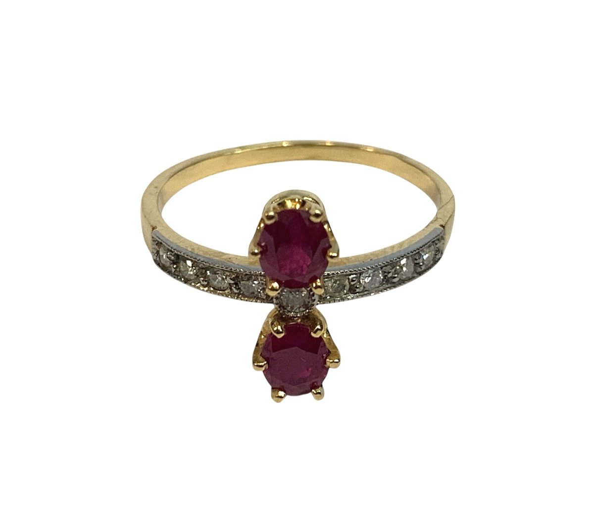 Bague Double Rubis Diamants