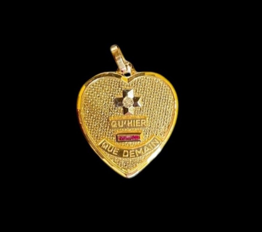 Pendentif Coeur Rubis Calibrés Et Diamant-photo-3