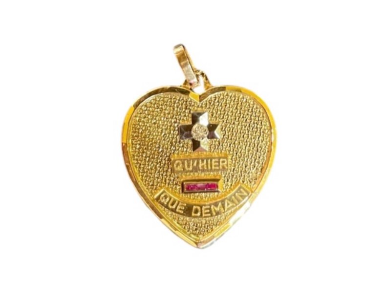 Pendentif Coeur Rubis Calibrés Et Diamant