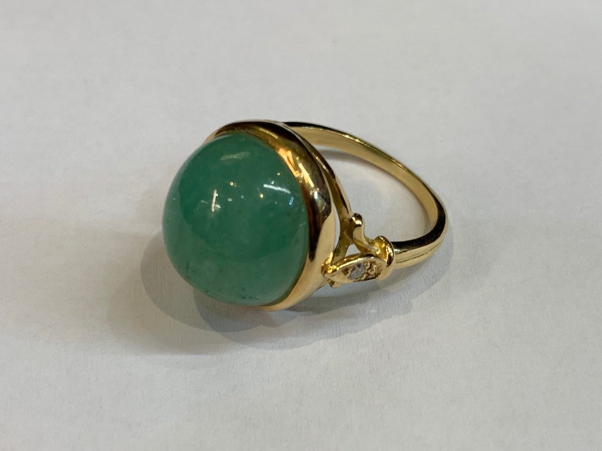 Emerald And Diamond Cabochon Ring-photo-2