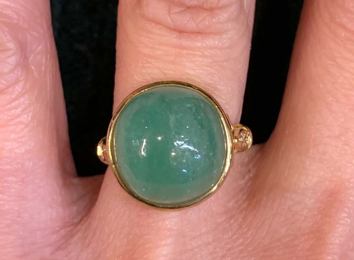 Emerald And Diamond Cabochon Ring-photo-4