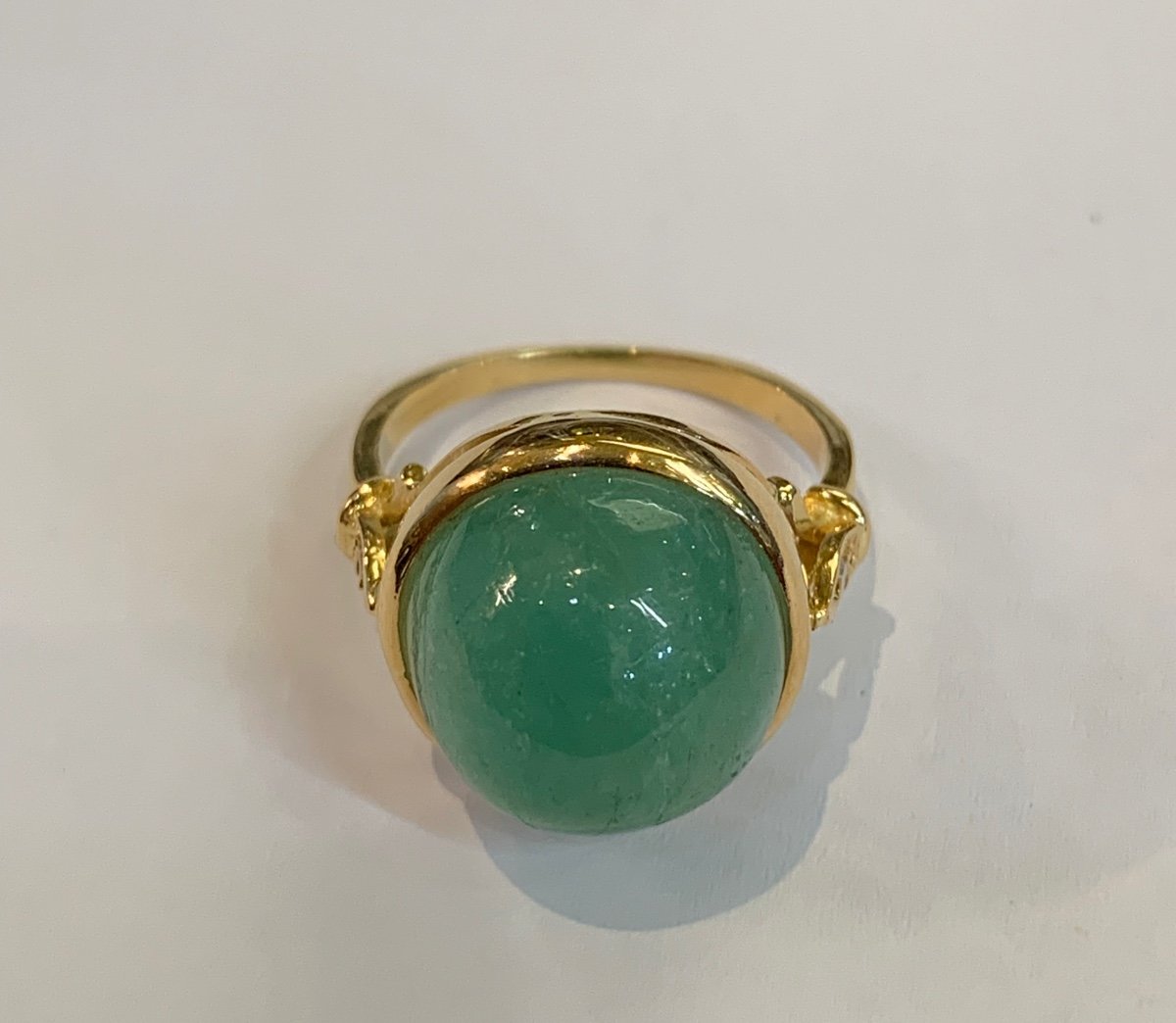 Emerald And Diamond Cabochon Ring-photo-1