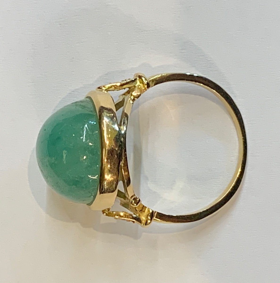 Emerald And Diamond Cabochon Ring-photo-2