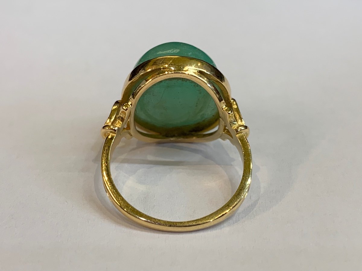 Emerald And Diamond Cabochon Ring-photo-3