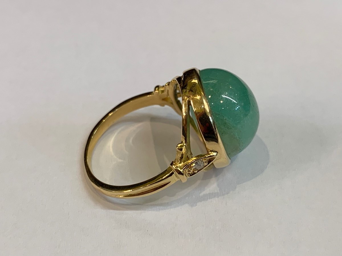 Emerald And Diamond Cabochon Ring-photo-4