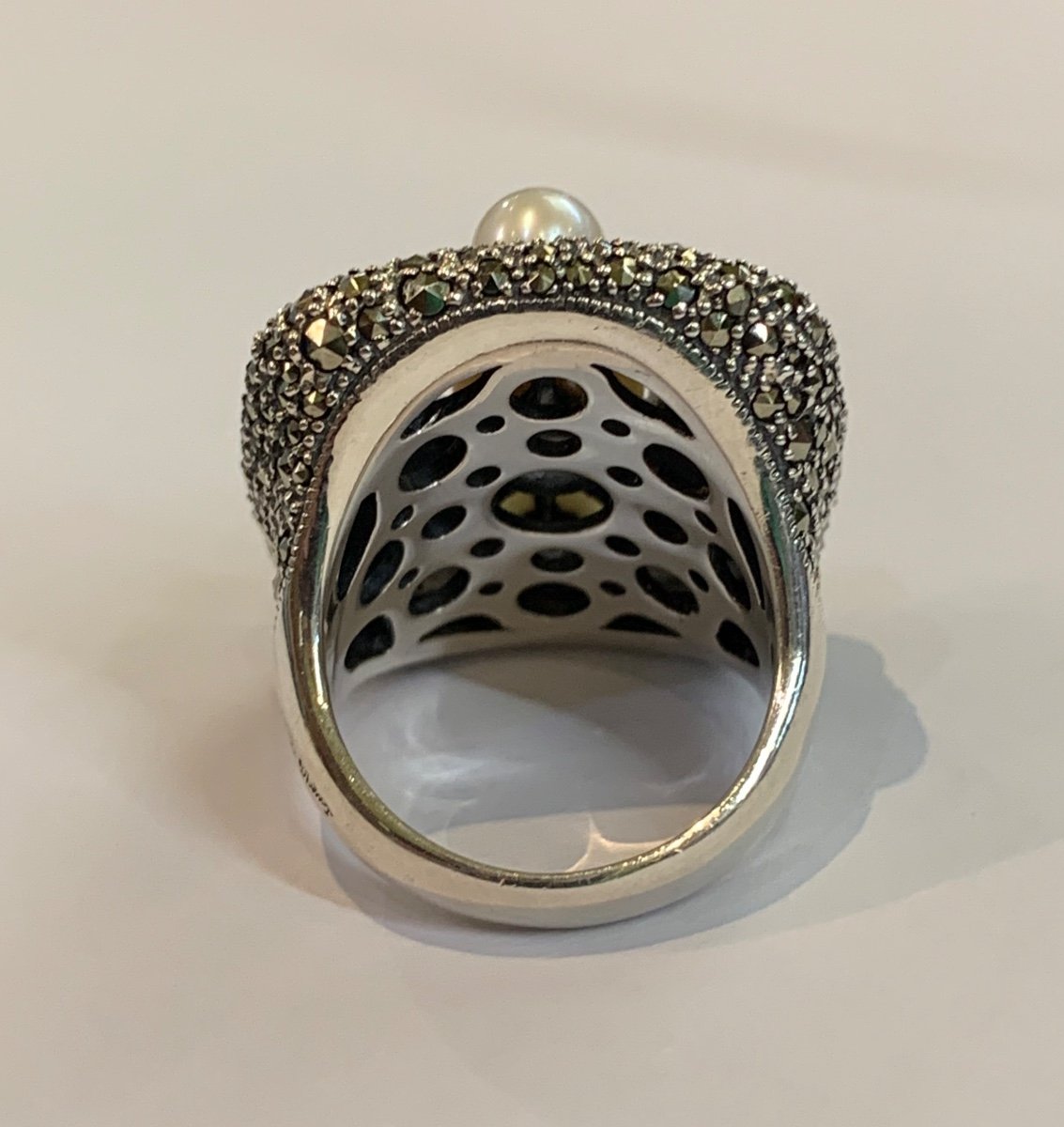 Silver Ring With Pearls And Marcasite-photo-2