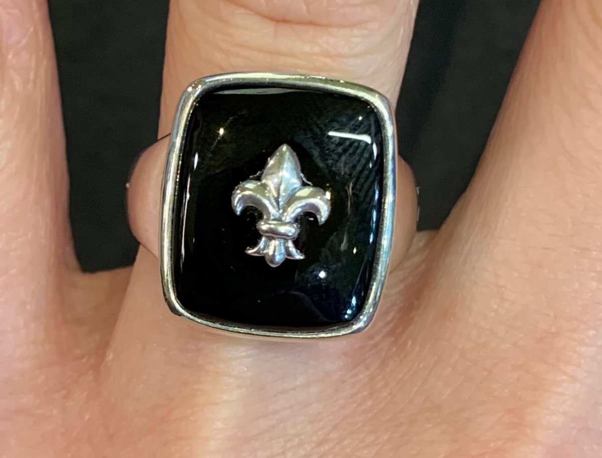 Bague Argent Fleur De Lys-photo-4