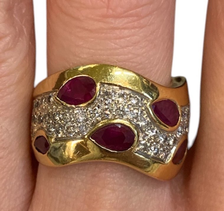 Gold Ruby And Diamond Ring