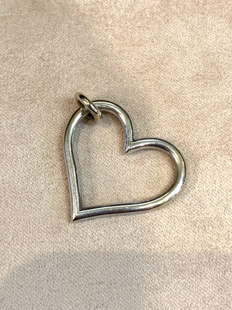 Pendentif coeur or blanc