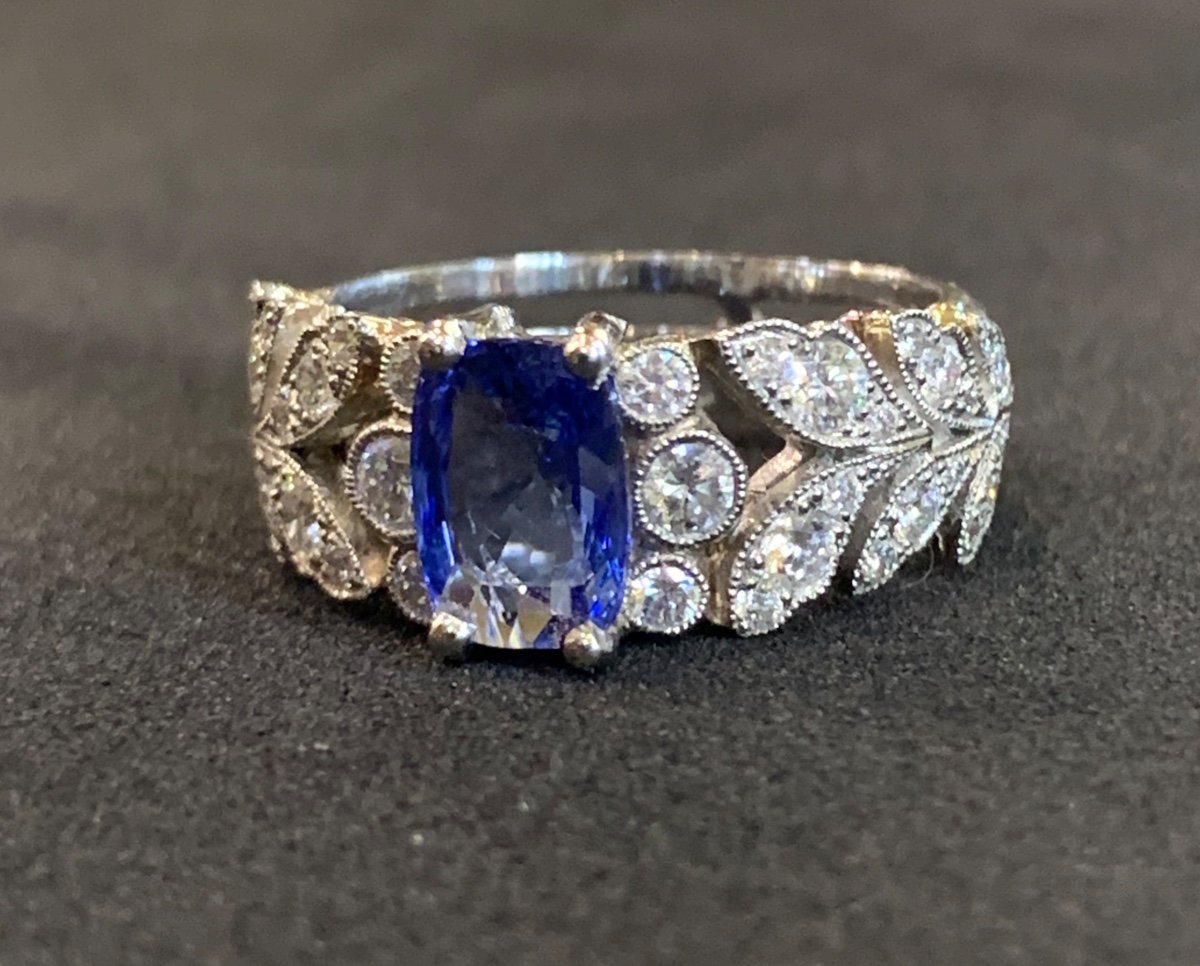 Sapphire And Diamond Leaf Ring -photo-2