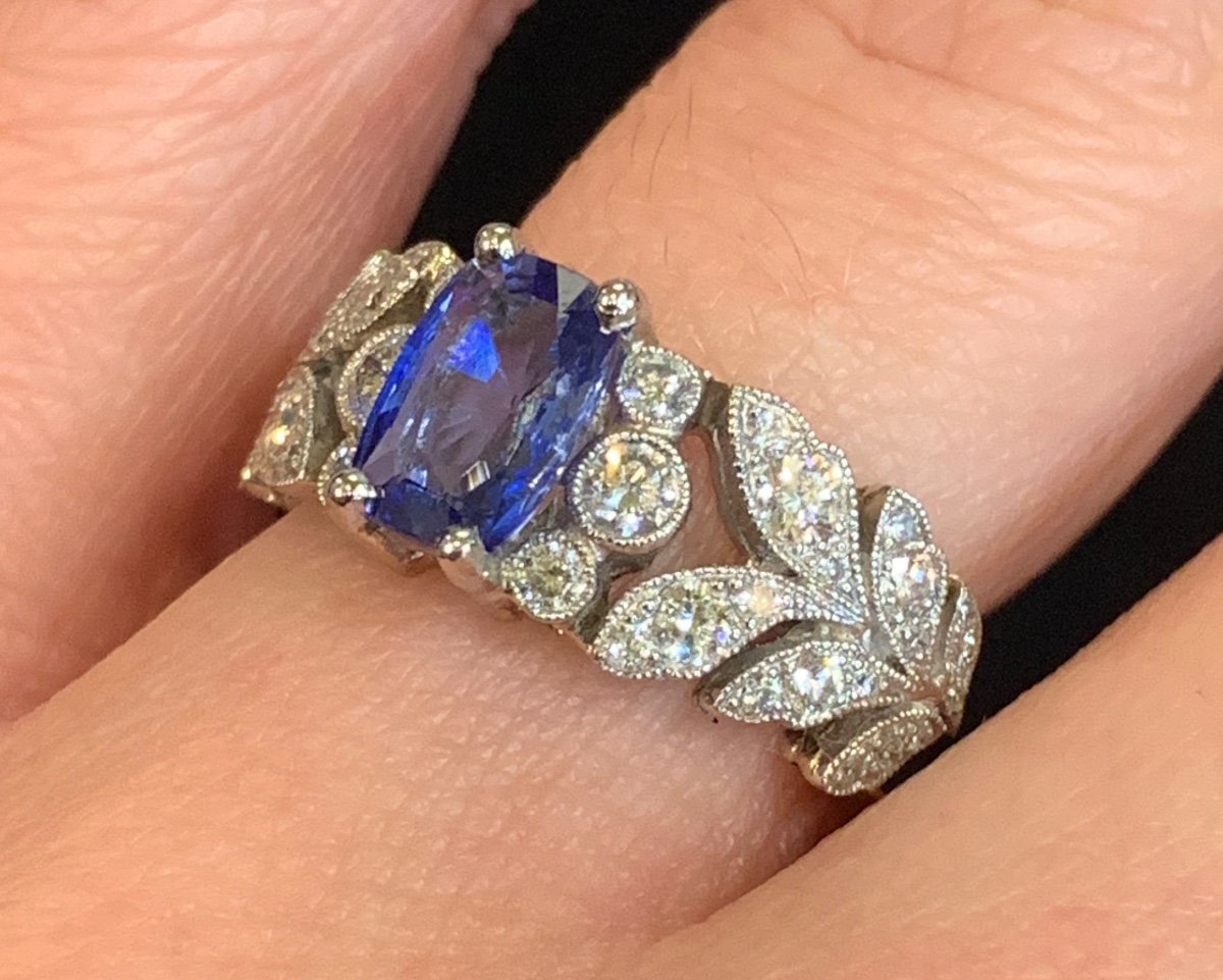 Sapphire And Diamond Leaf Ring -photo-4