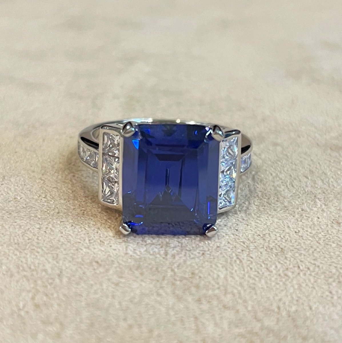 Blue Stone And Zircon Ring