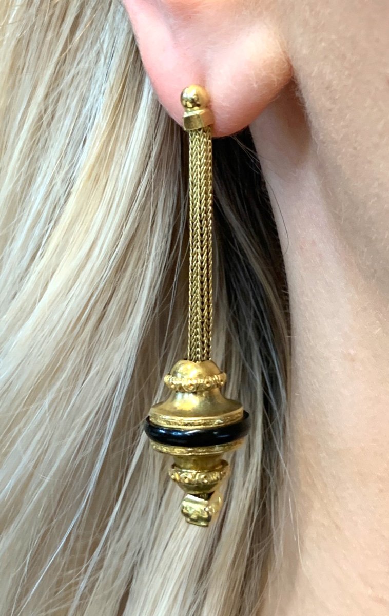 A Pair Of Napoleon III Dangle Earrings 