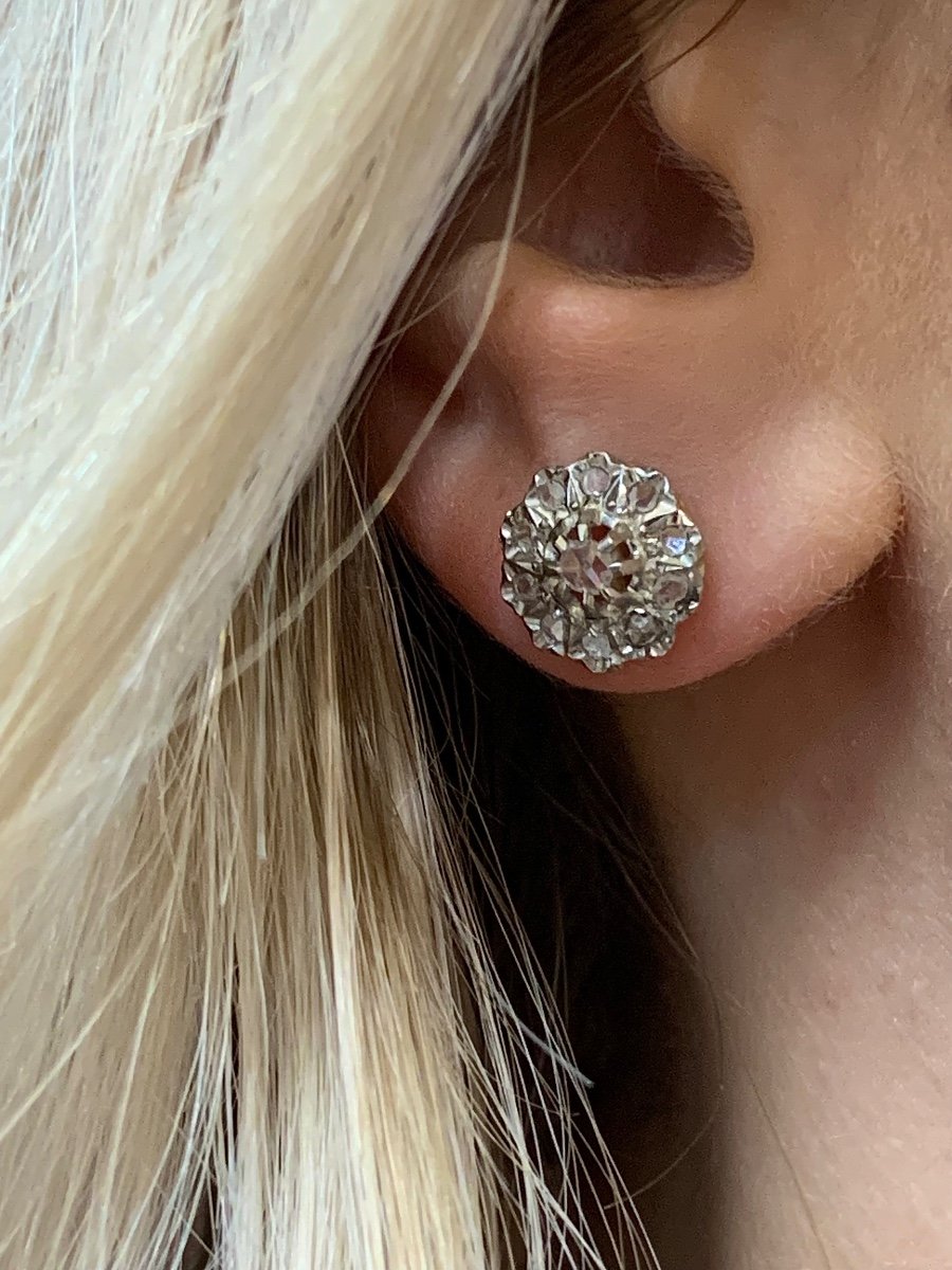 Une Paire De  Boucles D’oreilles Roses De Diamants