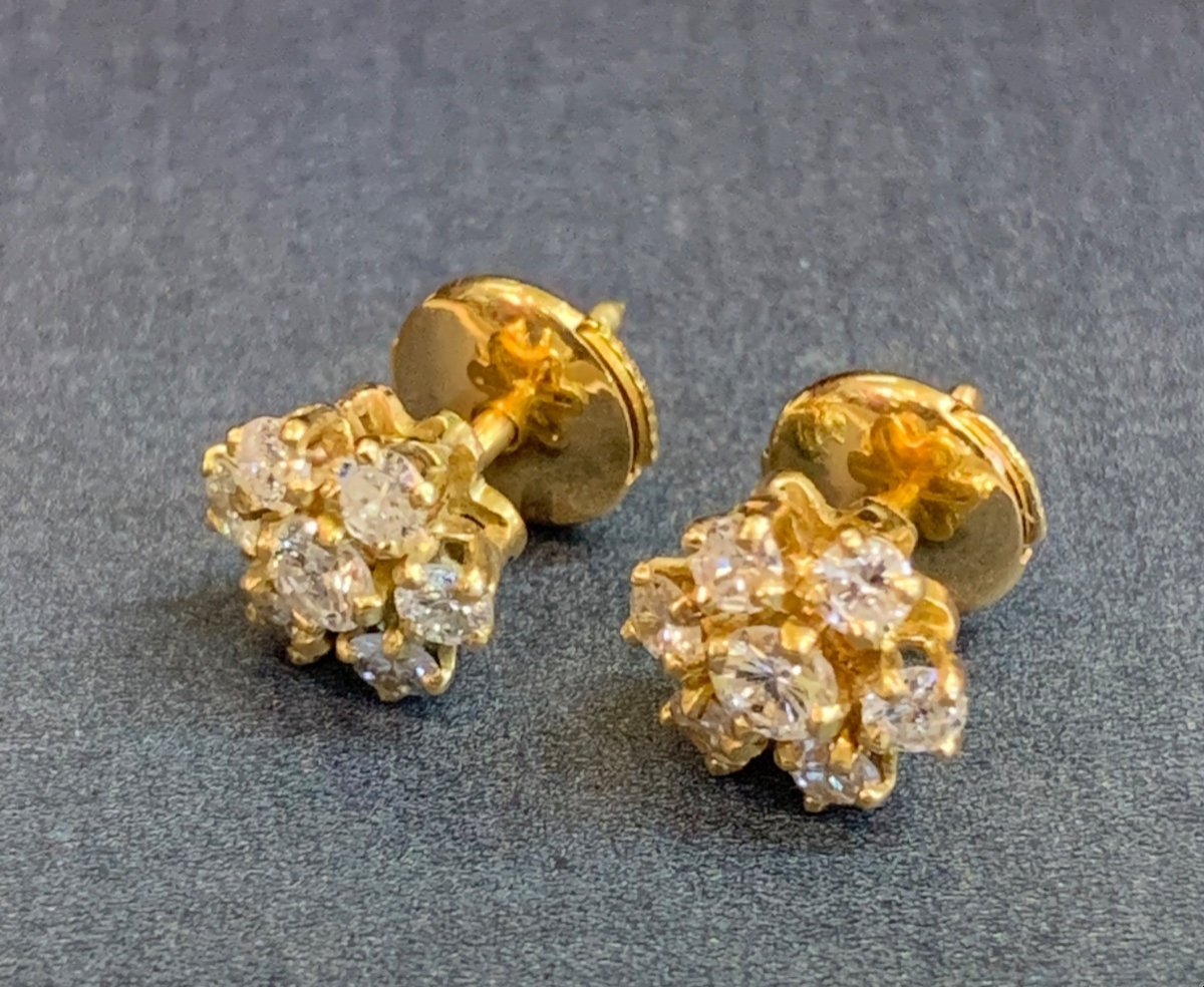 A Pair Of Diamond Flower Earrings-photo-2